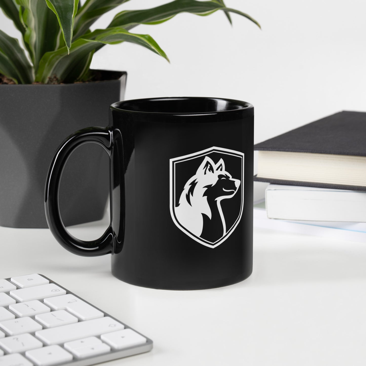 Black Glossy Mug/ White Logo