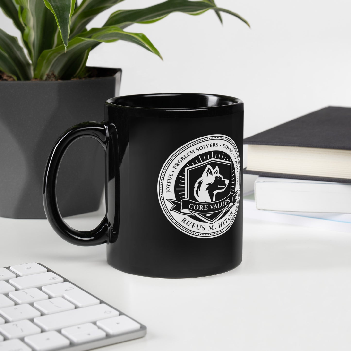 Black Glossy Mug/ White Logo