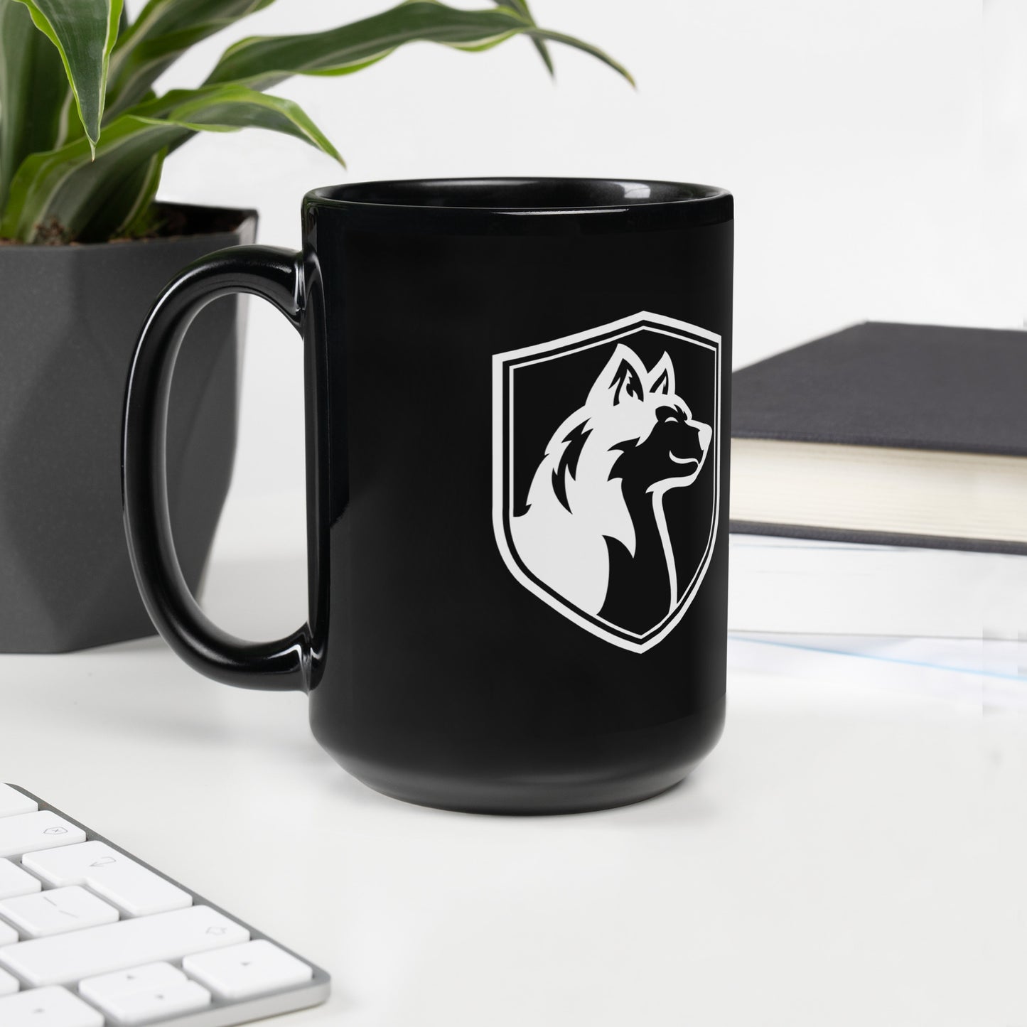 Black Glossy Mug/ White Logo