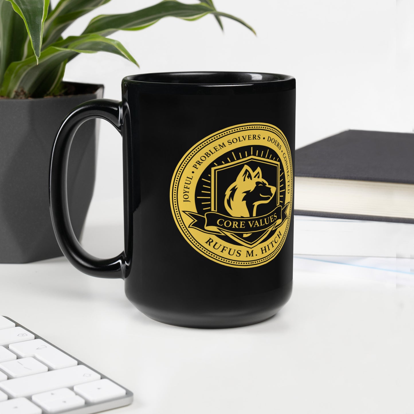 Black Glossy Mug/ Yellow Logo