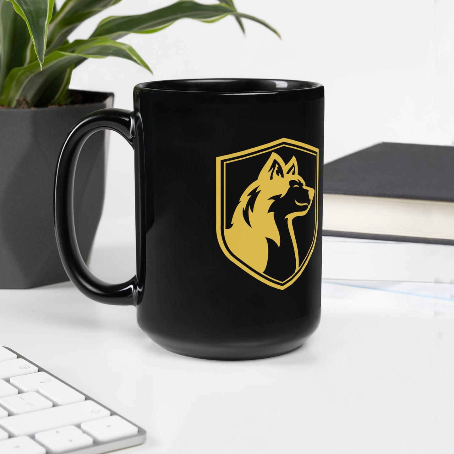 Black Glossy Mug/ Yellow Logo