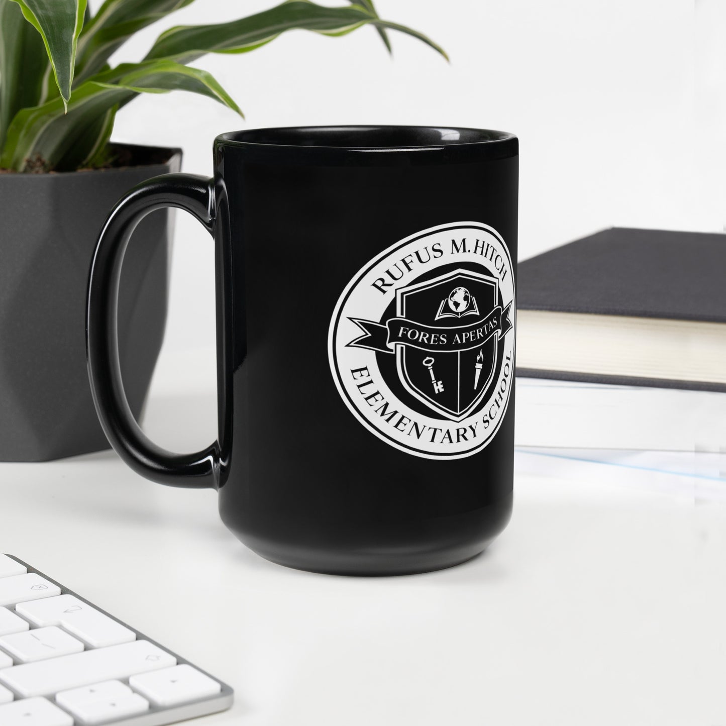 Black Glossy Mug/ White Logo