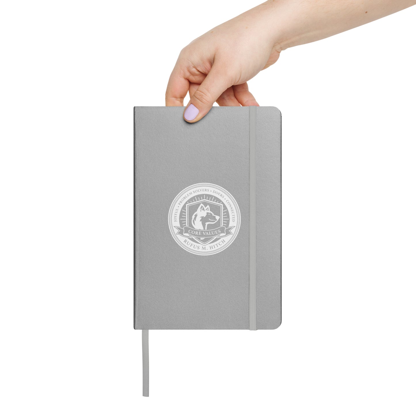 Hardcover Bound Notebook/ White Logo