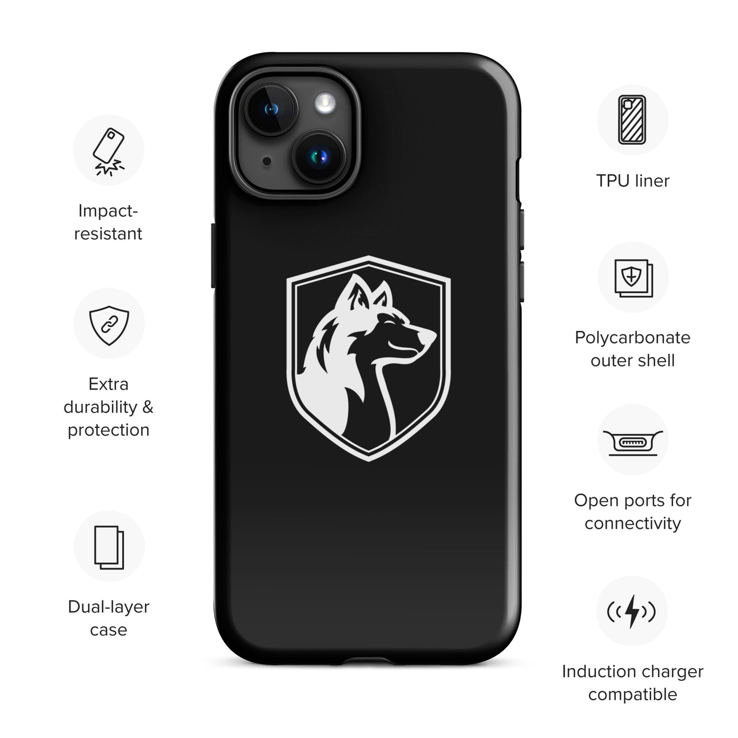 Tough Case for iPhone®/ White on Black