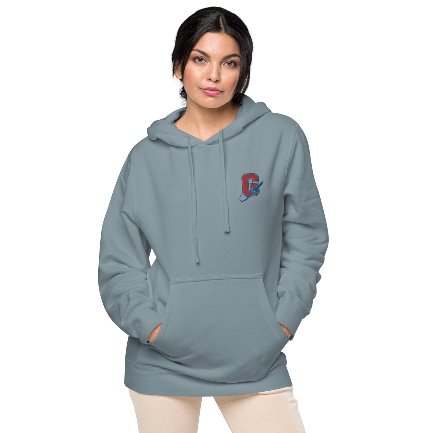 Unisex Embroidered Pigment-Dyed Hoodie