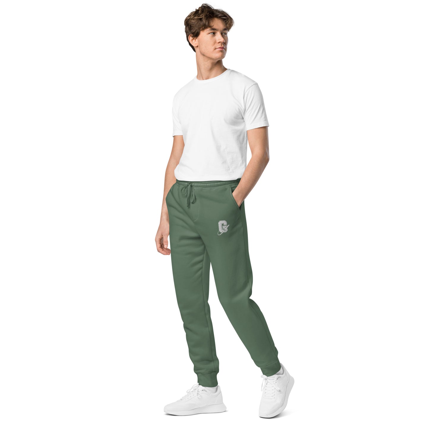 Unisex Embroidered Pigment-Dyed Sweatpants