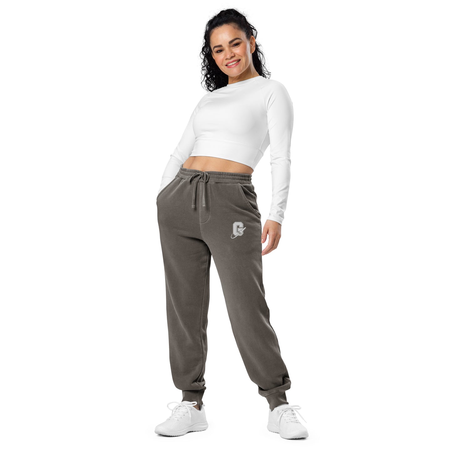 Unisex Embroidered Pigment-Dyed Sweatpants