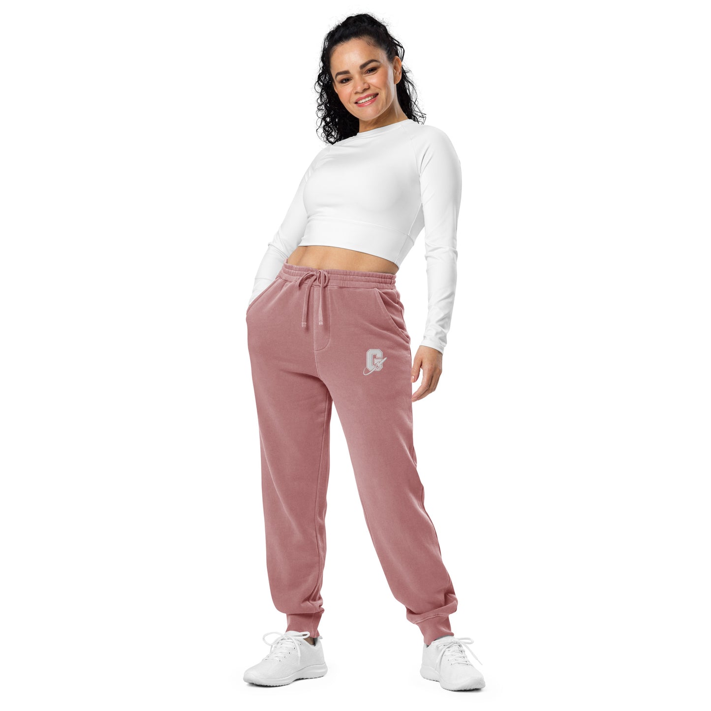 Unisex Embroidered Pigment-Dyed Sweatpants